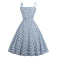 Vintage Summer Polka Dot gedruckte Partykleider Baumwolle